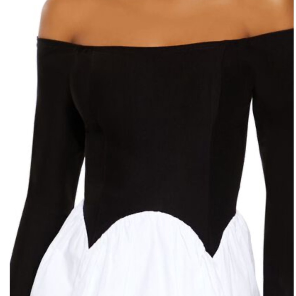 Black and White Off-Shoulder Dress - Picture 3 of 5